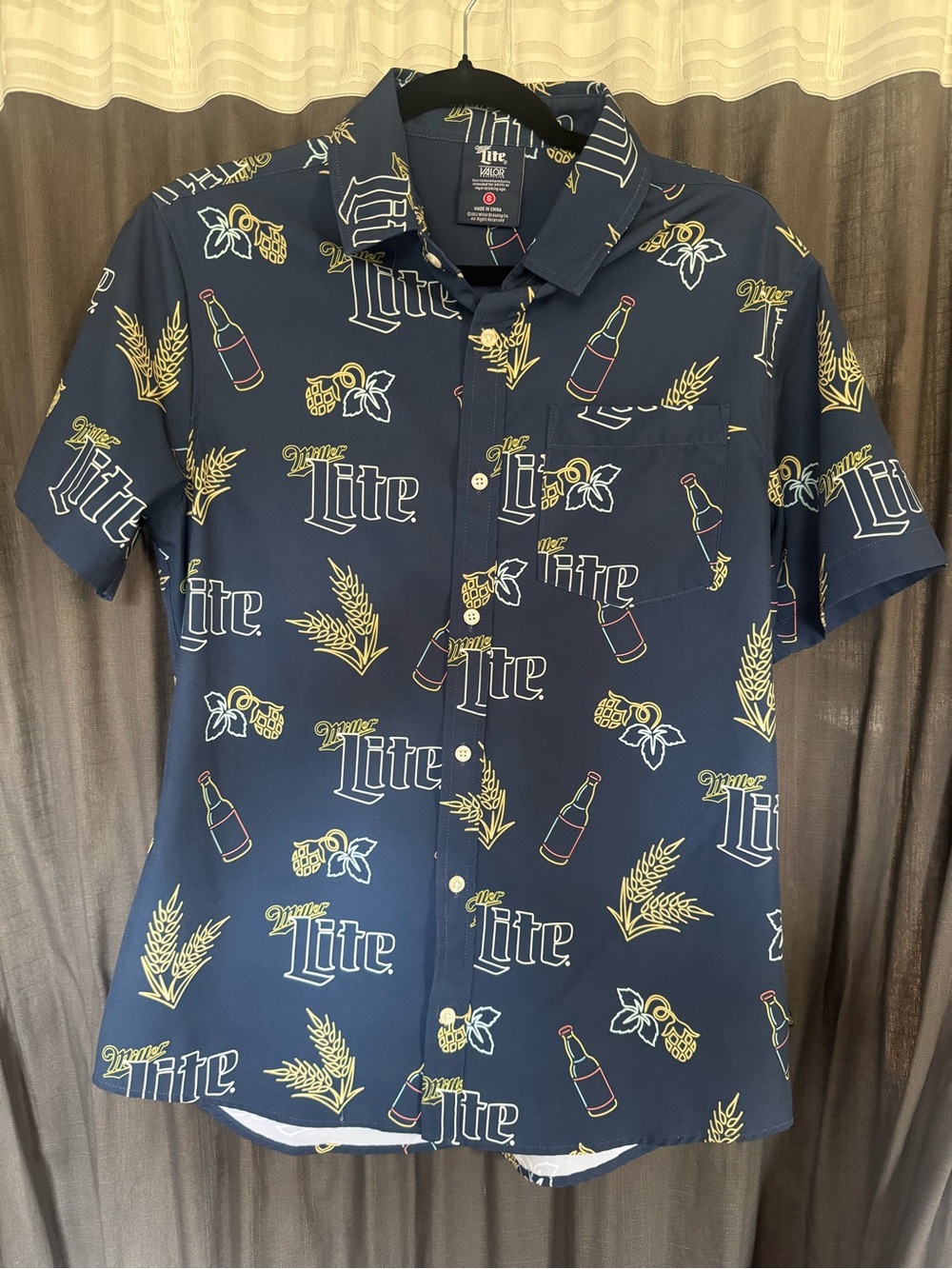 Miller Lite Navy Short-Sleeve Button-Up Shirt